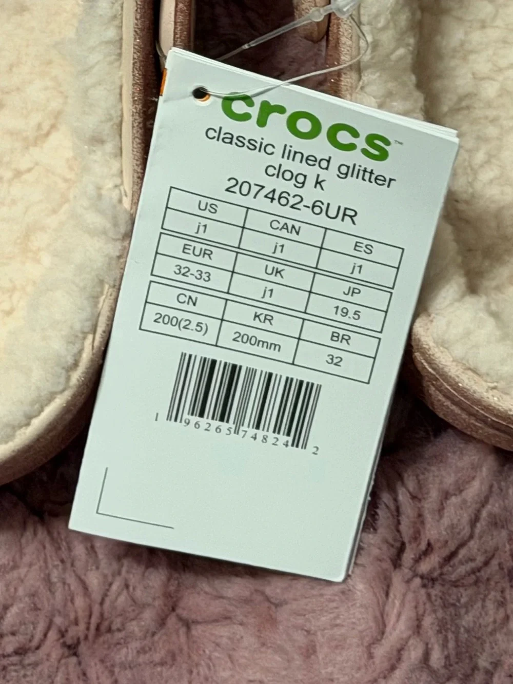 Crocs Kids Classic Lined Clog - Quartz Glitter